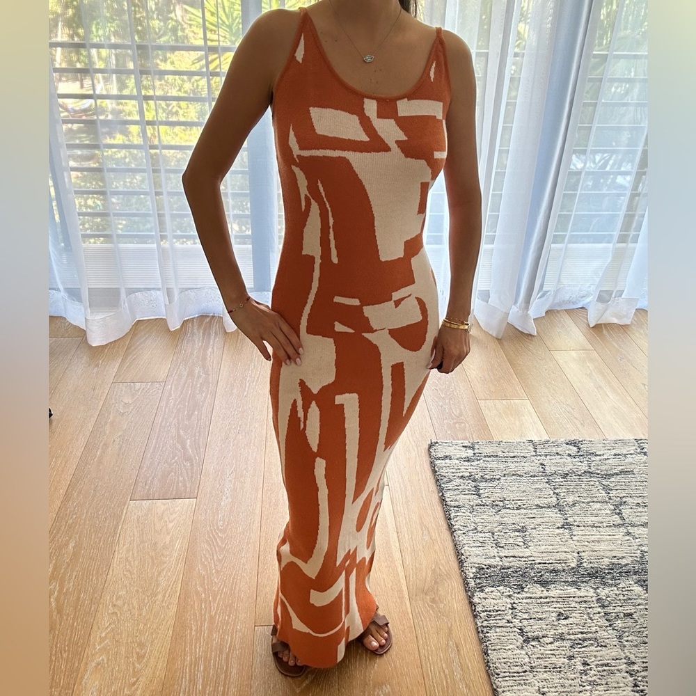 Orange and Cream Maxi Dress